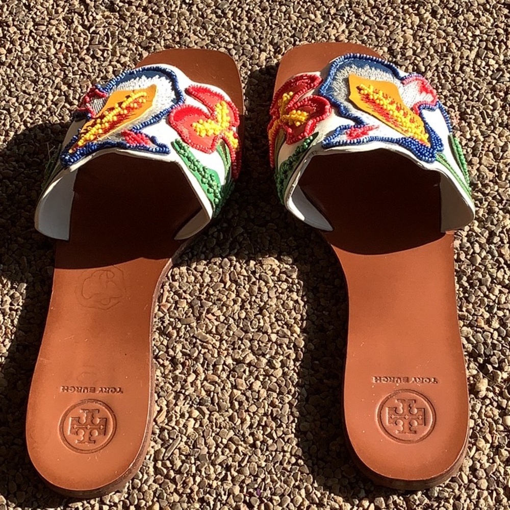 Tory Burch Colorful Embroidered Sandals - Picture 5 of 8